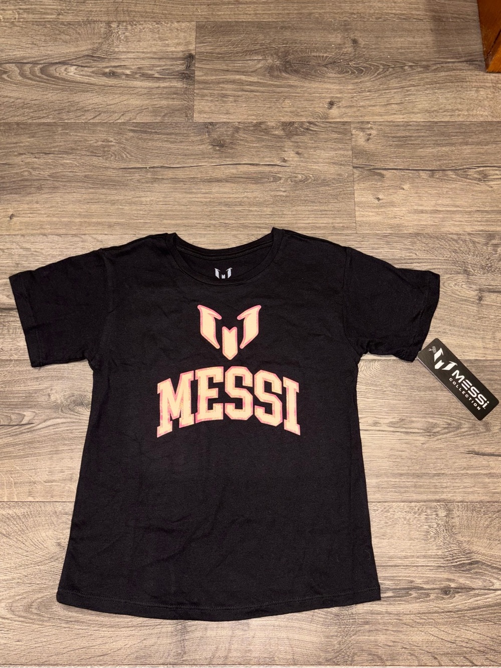 MESSI Black Kids' Graphic Tee - Pink Logo